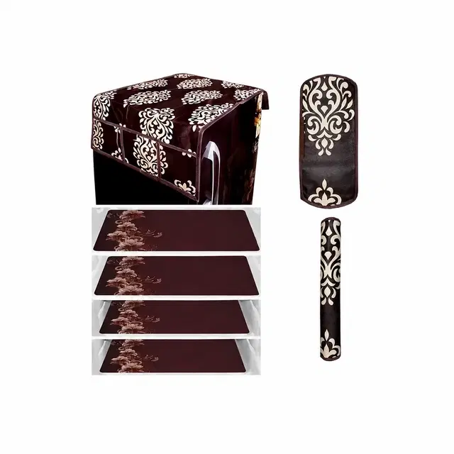 Grover Knit Printed Fridge 3 Pcs Mat With 2 Pcs Handle & Top Cover Pack of 6