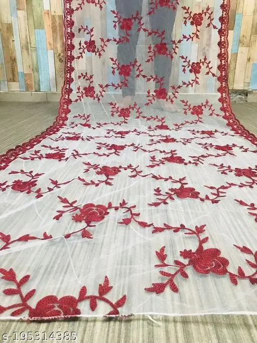 Embroidered Rajasthani Net (White, Free Size)