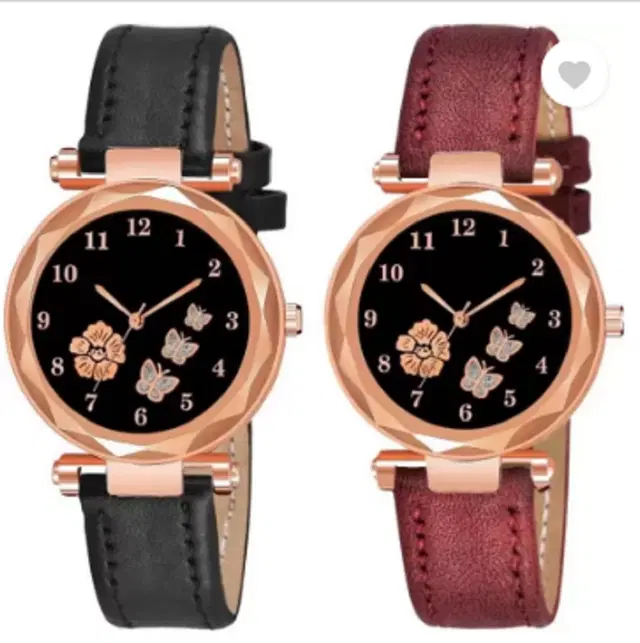 Analog Watch for Women & Girls, Pack of 2 (Multicolor)