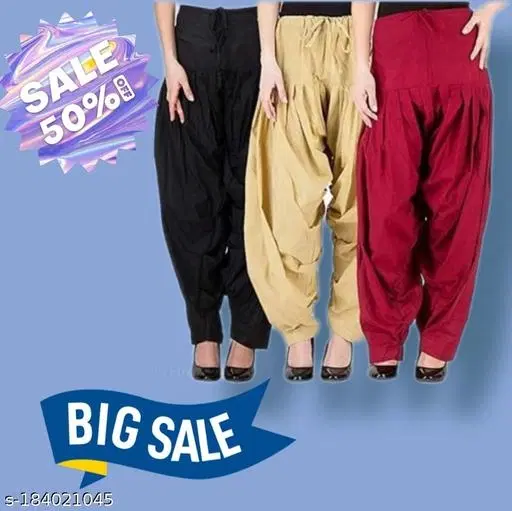 Salwar for Women, Pack of 3 (Black, 28)