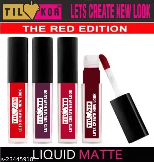 Til Kor Liquid Lipstick, Multicolor, Pack of 4