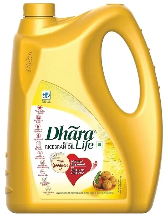 Dhara Refined Rice Bran Oil 4.55 Kg (Jar)