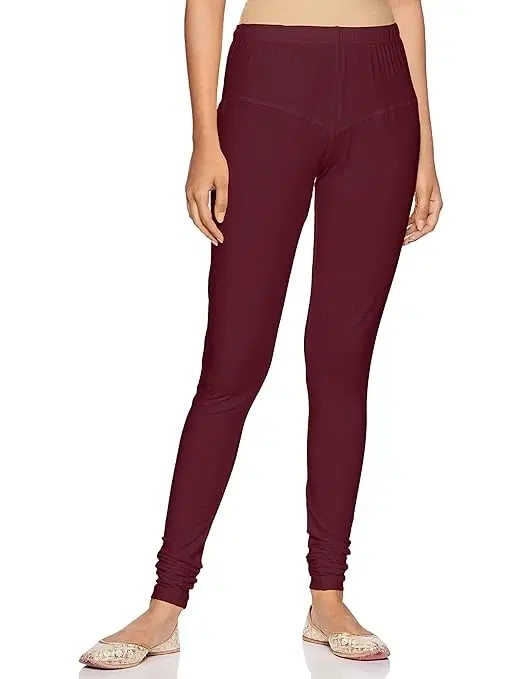 Rupa Cotton Lycra  CHURIDAR LEGGINGS for women, Maroon (Free Size)