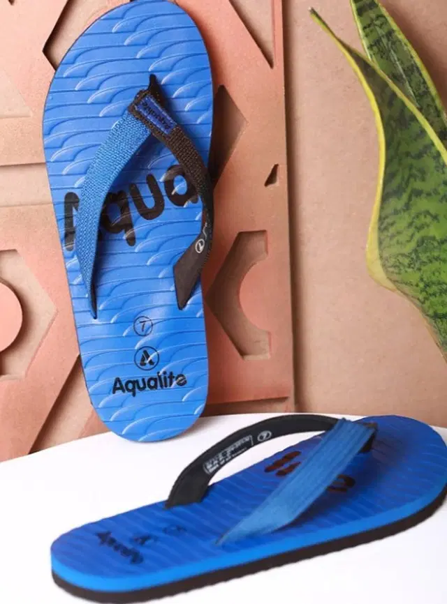 Aqualite Flipflops for Men (Blue, Black, 9 UK/India)