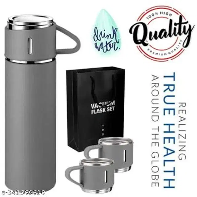 Stainless Steel Vacuum Flask with 2 Cups, Multicolor, 500 ml