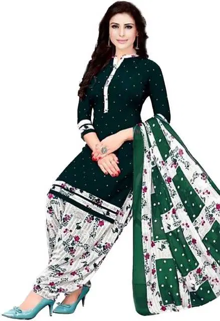 Yashika Unstitched Crepe Salwar Suit Material (Green) (Y-235)