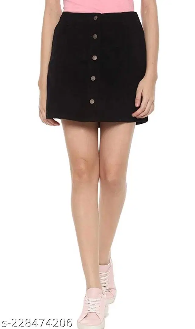 Cotton Blend Skirts for Women (Black, 28)
