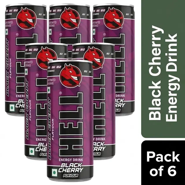Hell Energy Drink Black Cherry 6X250 ml - Pack of 6