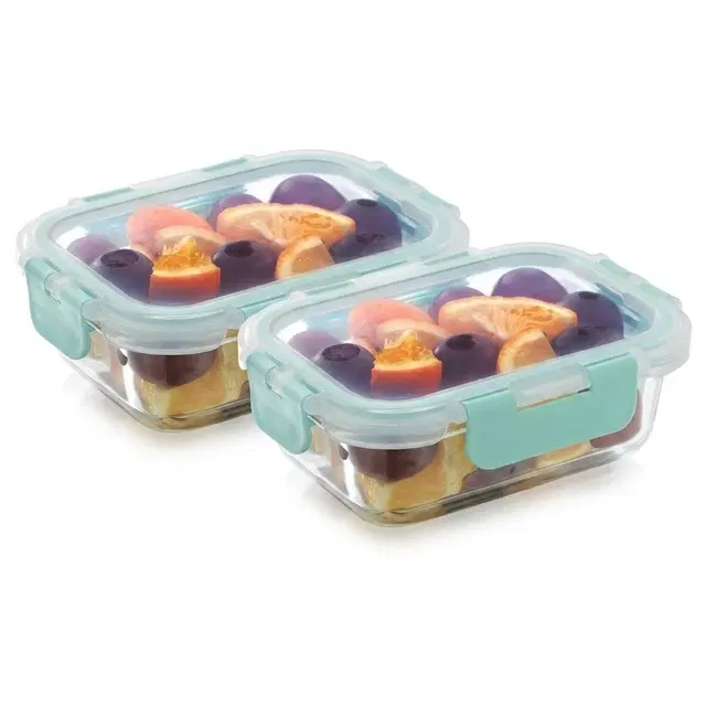 Magnus Glass Food Rectangle Container 370ML | Pack of 2