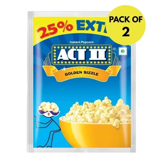 Act II Instant Popcorn Golden sizzle 2X72 g (Pack of 2)