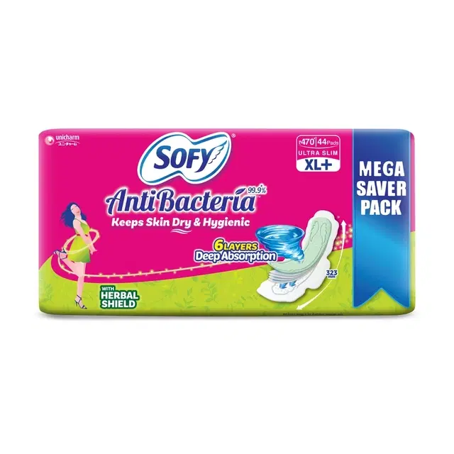 Sofy AntiBacteria Ultra Slim Sanitary Pads (XL+)  - 44 pads