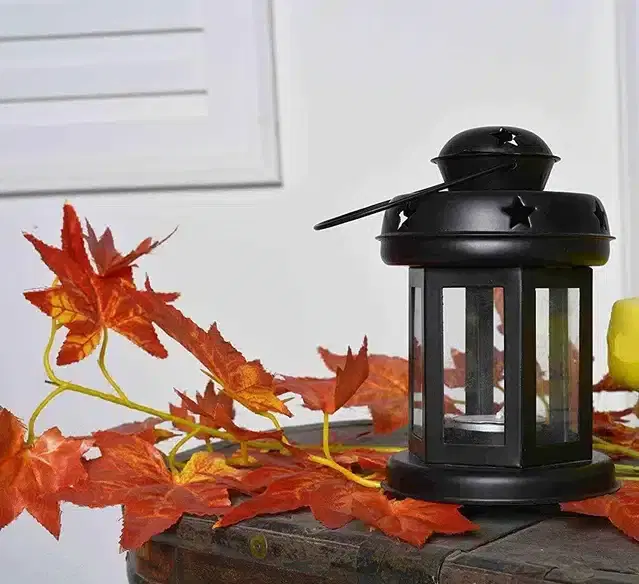 Hanging Tealight Candle Holder Lantern, Black