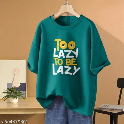 Cotton Blend Printed T-Shirt for Women, Green (XL)