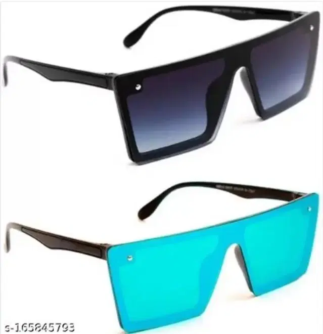 Sunglasses for Men, Pack of 2 (Black & Blue)