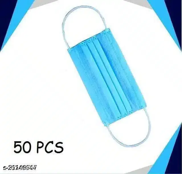 Non-Woven PPE Masks, Blue, Pack of 50