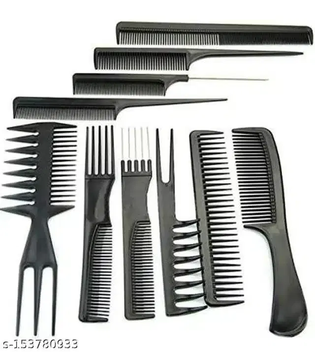 Plastic Hair Brushes, Black, Set of 10