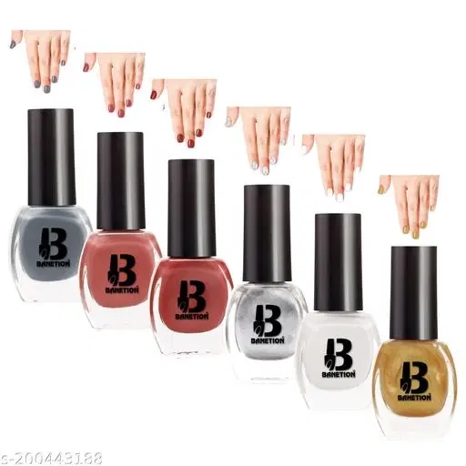 Banetion Matte Nail Polish, Multicolor, Pack of 6