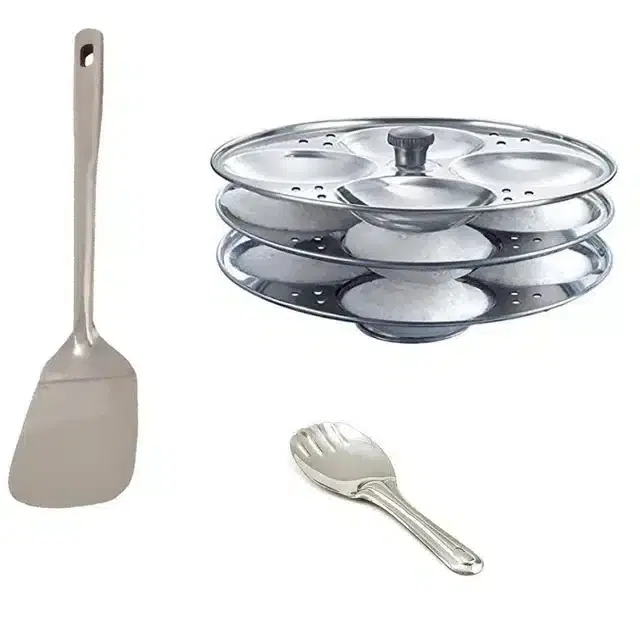 Stainless Steel Palta, Rice Palta & Idli Making Stand of 3 Plates, Combo of 3