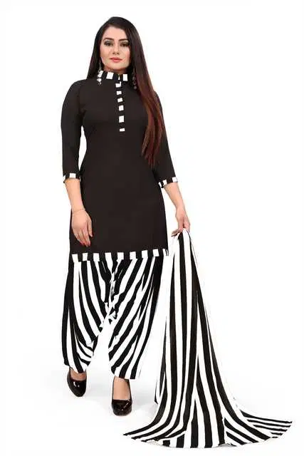 Sharda Creation Women's Dress Material (Black) (SC49)