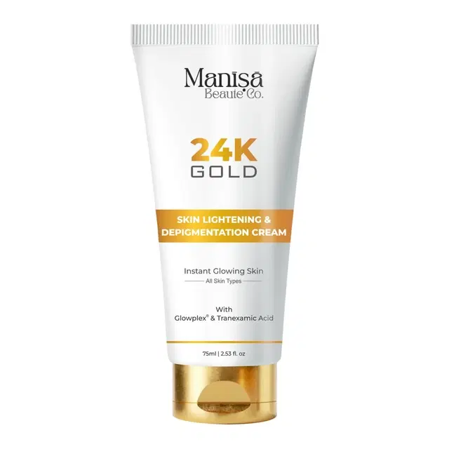 Manisa 24K Gold Skin Lightening and Depigmentation Cream with Instant Glowing Skin, 75 ml