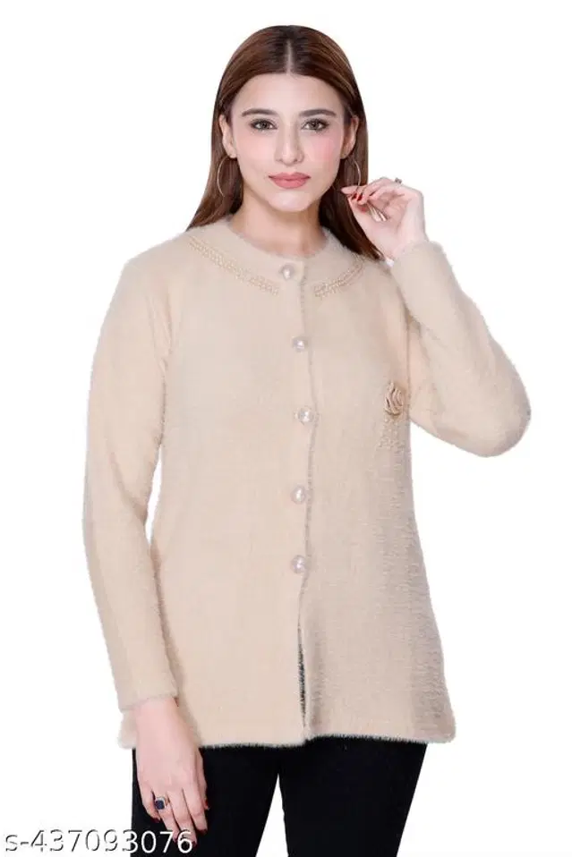 Woolen Sweaters for Women (Beige, M)
