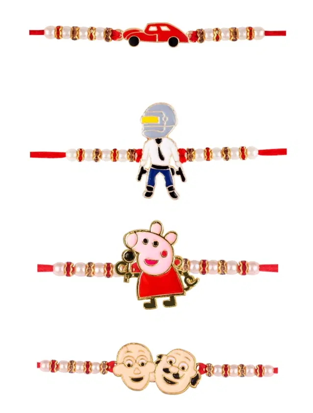 Designer Cartoon Characters Rakhi for Kids, Multicolor, Pack of 4