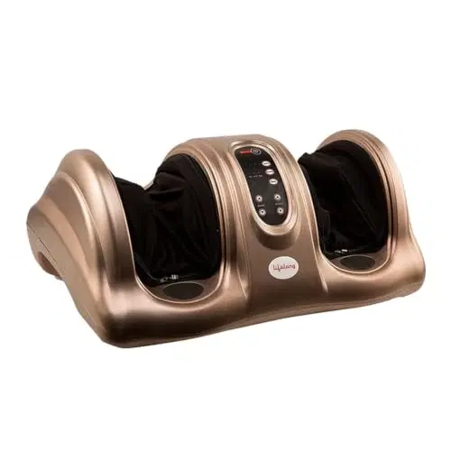 Lifelong Foot Massager Machine for Pain Relief with Kneading Function, also Leg Calf Massager, Corded Electric with Customizable Settings, Brown (llm72)