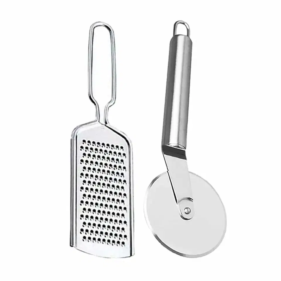 Oc9 Stainless Steel Cheese Grater & Pizza Cutter For Kitchen Tool Set