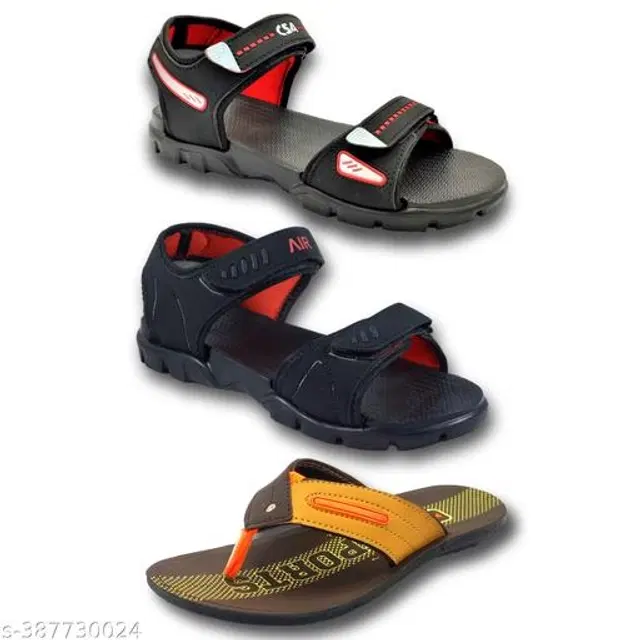 Sandals with Flipflop for Men, Pack of 3 (Multicolor, 6)