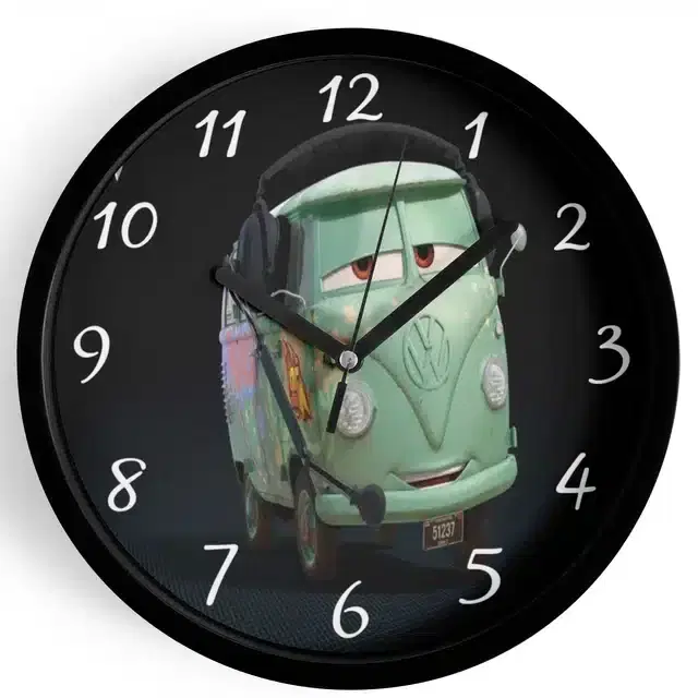 Analog Cars Wall Clock for Home, Black, 7 Inches