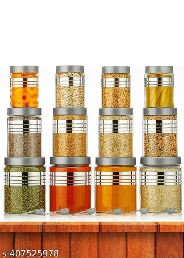 Plastic Storage Containers, Transparent, Set of 12