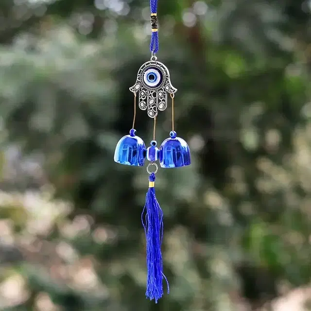 Evil Eye Hanging with Shui Turkish Hamsa Hand 2 bells Wind Chime