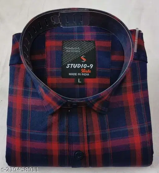 Cotton Blend Checked Shirt for Men, Red (XL) Pack of 1