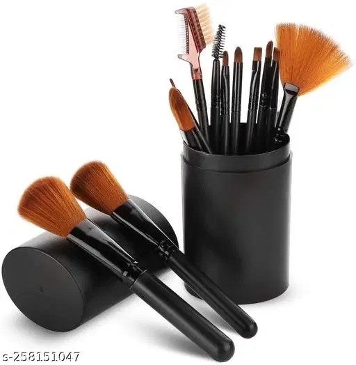 Professional Beauty 12Pcs Makeup Brush Set with Storage Box (Black)