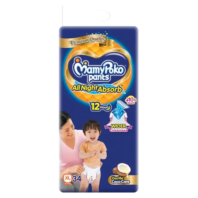 Mamypoko Pants Premium All Night Absorb Pant Style Baby Diapers (xl)- 34 Pants