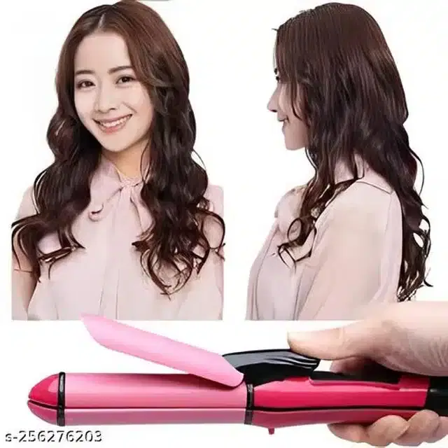 2 in 1 Hair Straightener & Roller, Pink, 50 W
