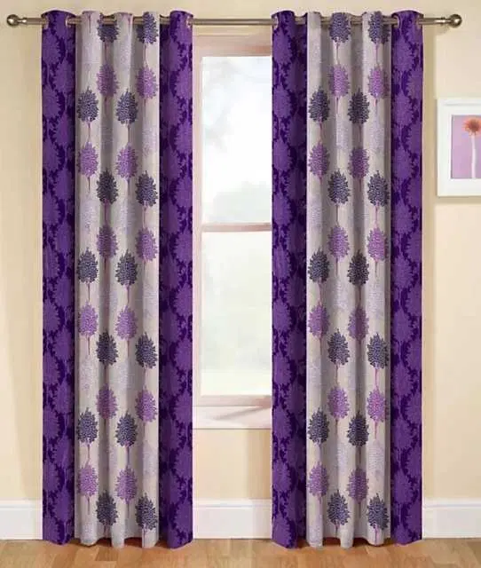 WI Latest Design Beautiful Curtains, Set of 2, Purple, 7Ft X 4Ft, W-49