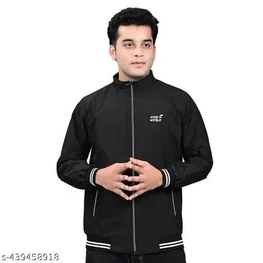 Polyester Jacket for Men (Black, Xl)