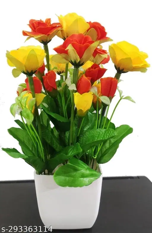 Plastic Artificial Flower With Pot,Multicolour