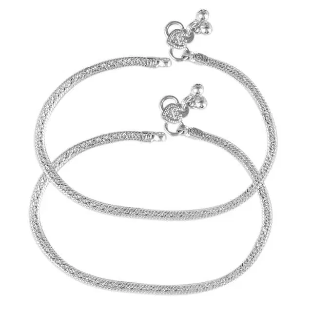 Traditional Brass Women Anklets (Silver) (VFJ-95)