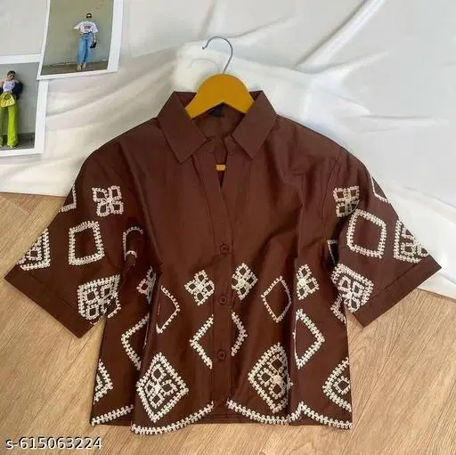 Shirts for Women (Brown, L)