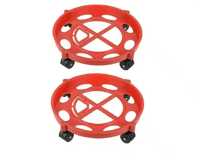 Gas Cylinder Stand with Wheels, Pack of 2, Red
