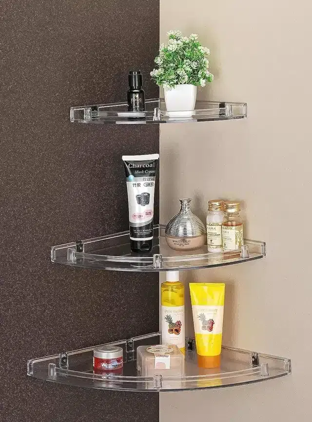 Plastic Bathroom Corner Shelves, Multicolor, Set of 3