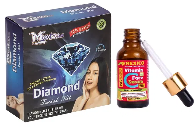 Maxico Herbs Diamond Facial Kit with Vitamin C Serum (30 ml), Pack of 2