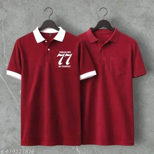 Cotton Blend Printed T-shirt for men, Maroon (XL) Pack of 2