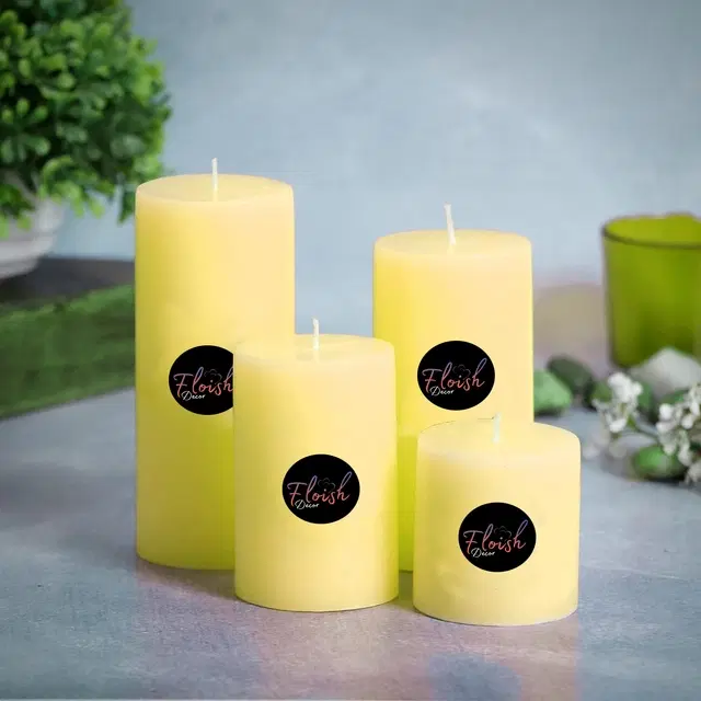 Floish Decor Premium Scented Pillar Candles, Set of 4
