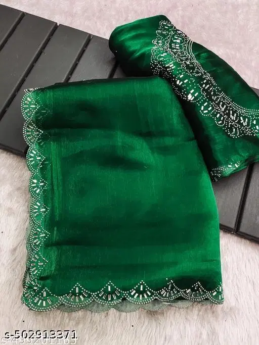 JImmy Choo Saree for Women, Green (5.5 M)