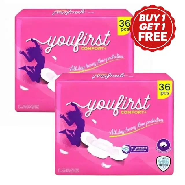 YouFirst Straight Comfort+ Sanitary Pads XL 2X32 Pcs (Buy 1 Get 1 Free)