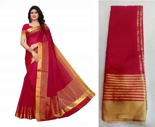 Kanooda Prints Fancy Women's Net Printed Sarees (Red, 5.5 m) (M52)