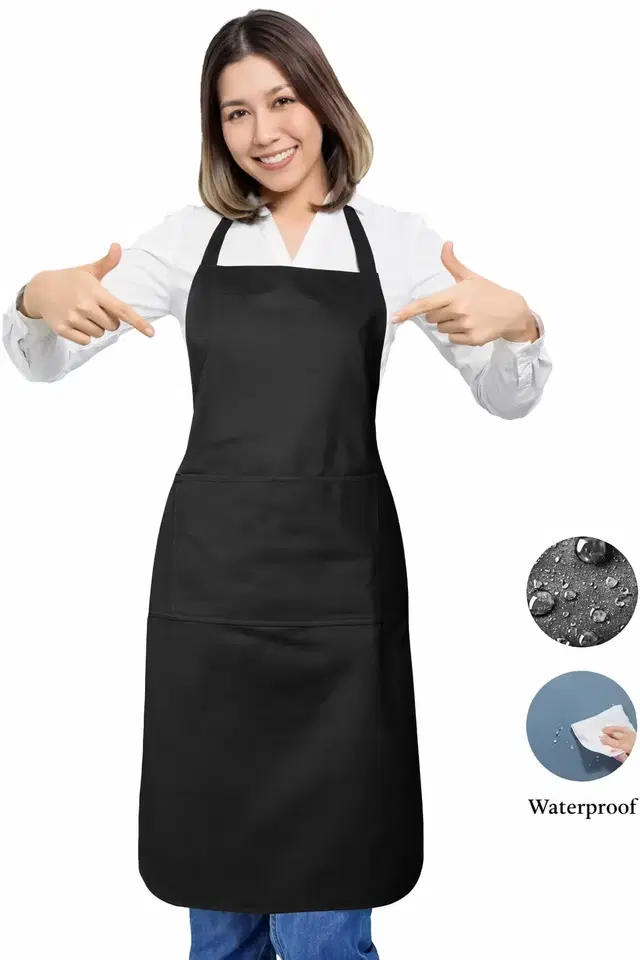 Krishna E  Waterproof Aprons  with Pocket Pack of 1 Black